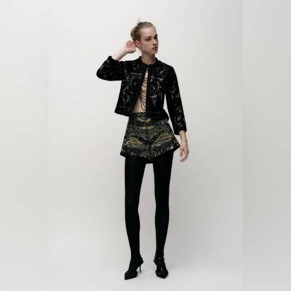 NWT ZARA KNIT CARDIGAN WITH SEQUINS SIZE L - Picture 11 of 16